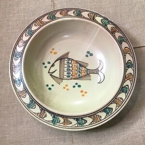 Vintage Sasso Italian Pottery Bowl Fish Image Southwestern Boho Coastal Cowgirl